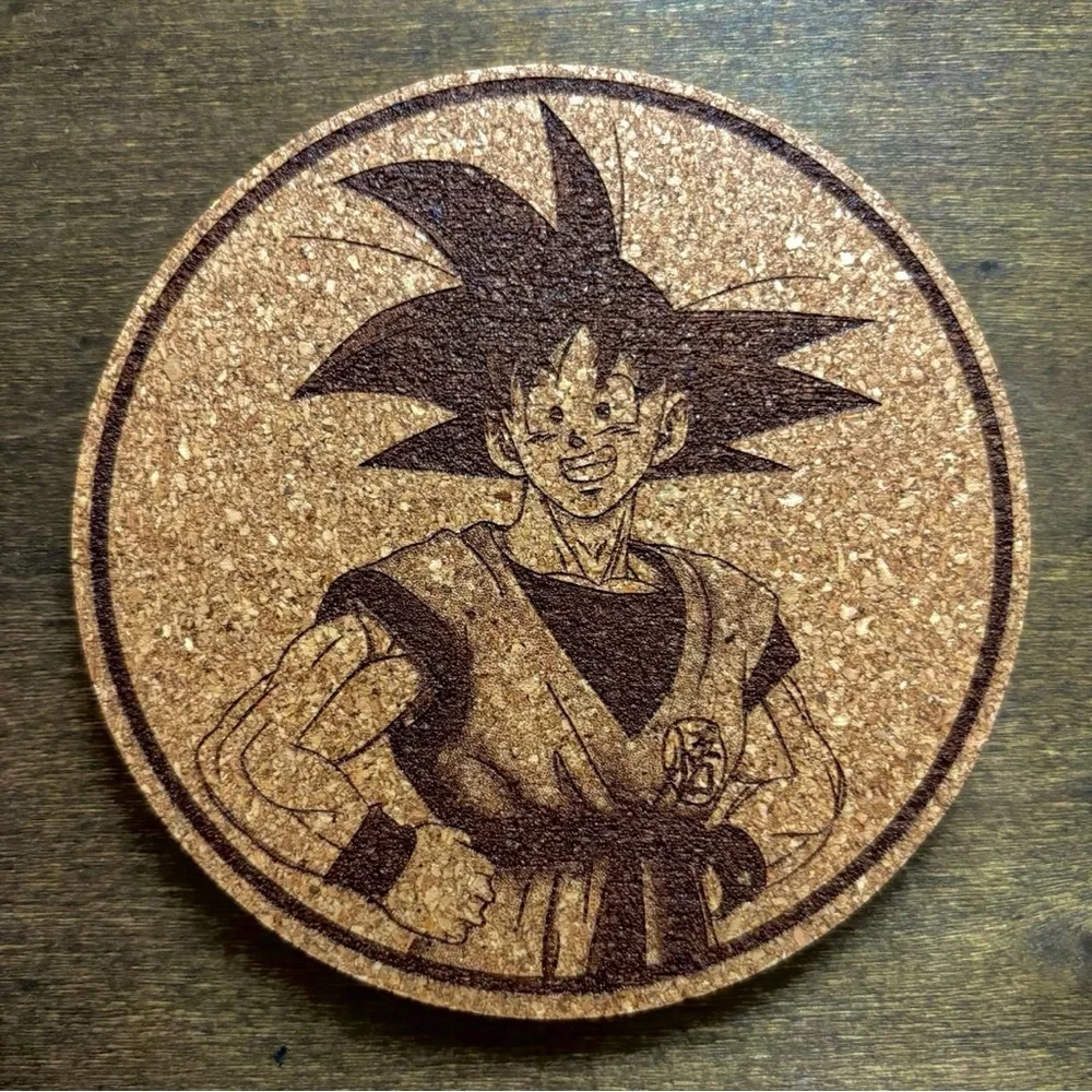 Dragon Ball Z Goku Laser Engraved Cork Coaster
